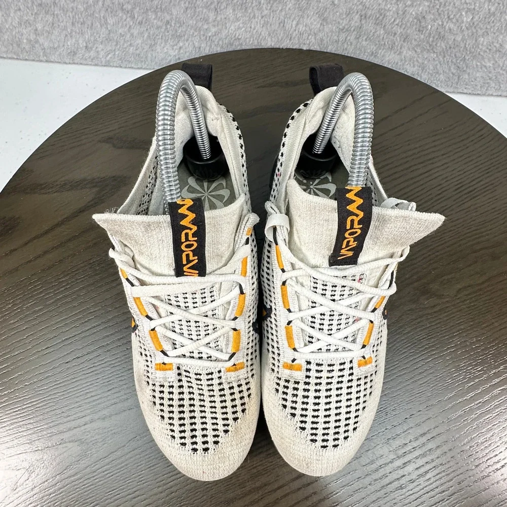 Nike Air Vapormax 2021 Flyknit Kids Running Shoes 4Y Grey Orange DB1550-004
